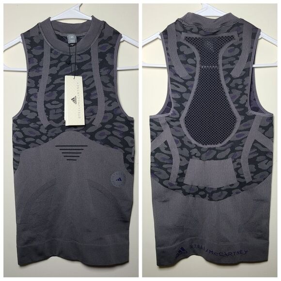 NWT|Adidas Stella McCartney TruePurpose Grey Leopard Print Seamless Tank… - Picture 7 of 10